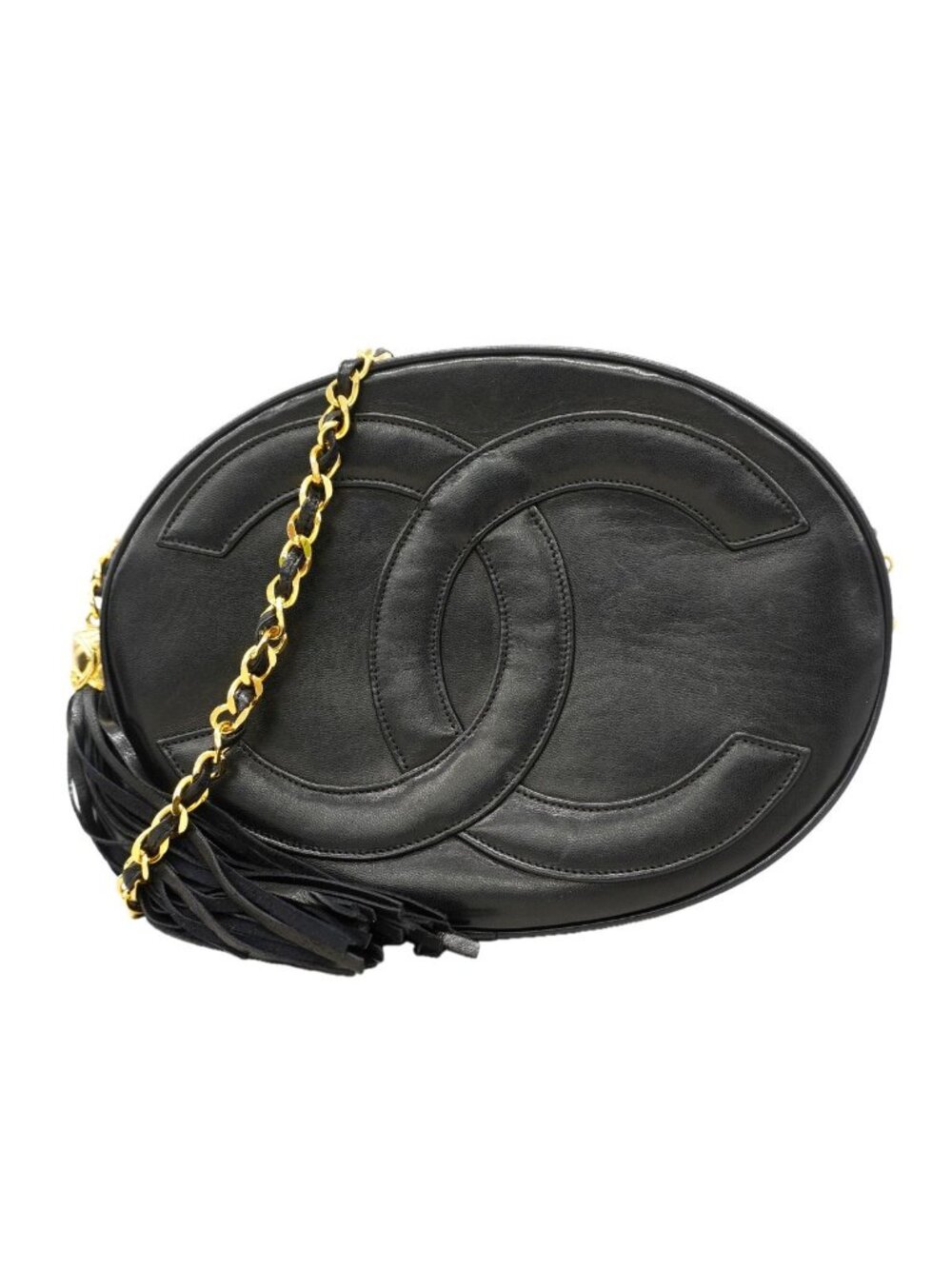 Chanel Shoulder Bag Lambskin Black Gold